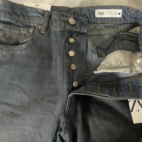 NWT ZARA SIGNATURE DENIM THE LOOSE FIT IN DISTRESSED RESIN STRAIGHT LEG EU34/US2 - Picture 8 of 15
